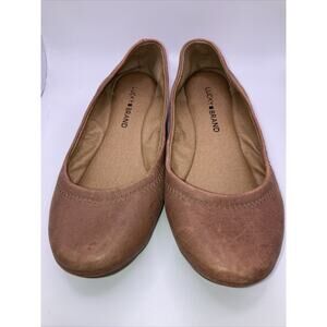 LUCKY BRAND Emmie Women's Leather Ballet Flats Tan Size 6.5M/37